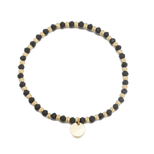 14k Gold Plated Bracelet with Black Crystals
