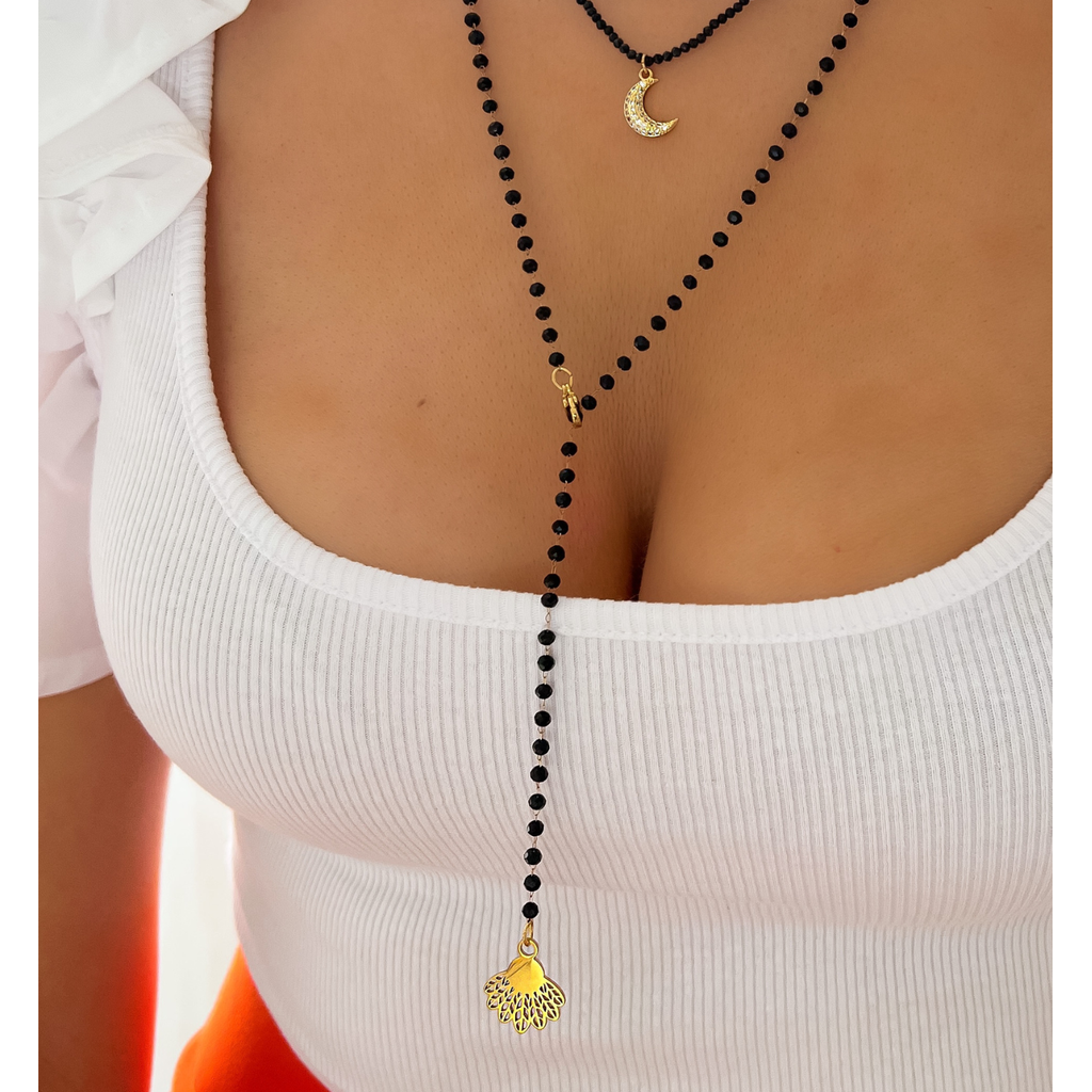 Gold Plated Glass Crystals Long Necklace with Pendant Cristalli