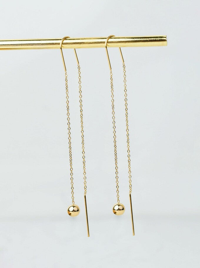 14k Gold Plated Threader Earrings with Ball