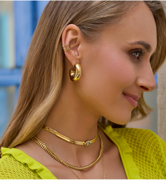 Gold Plated Chunky Hoop Earrings
