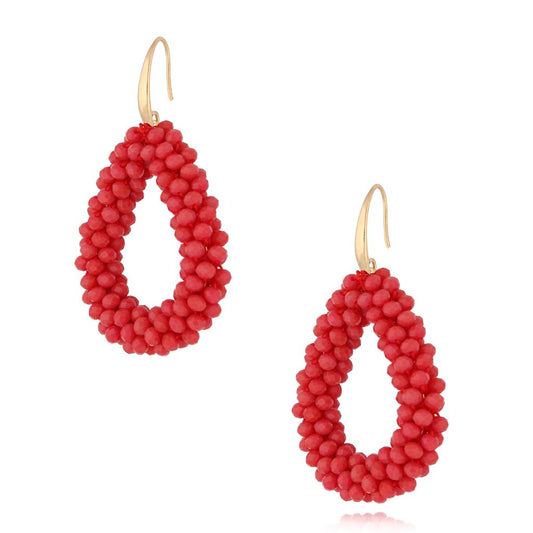 Sparkling Pastel Red Faceted Glass Crystals Earrings