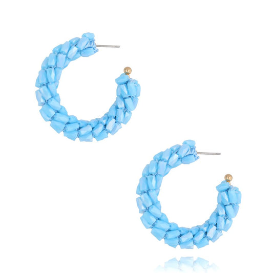 Baby Blue Crystal Hoops Earrings Descansar