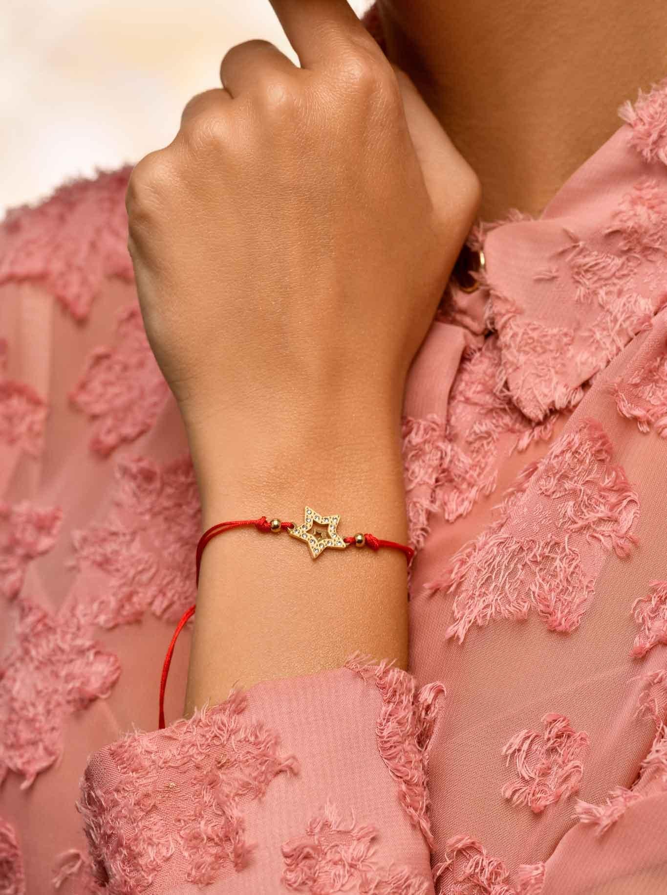 Red String Bracelet with Gold Plated Star