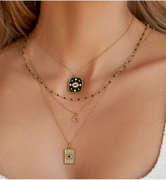 Gold Plated Necklace with Double Side All Seeing Eye