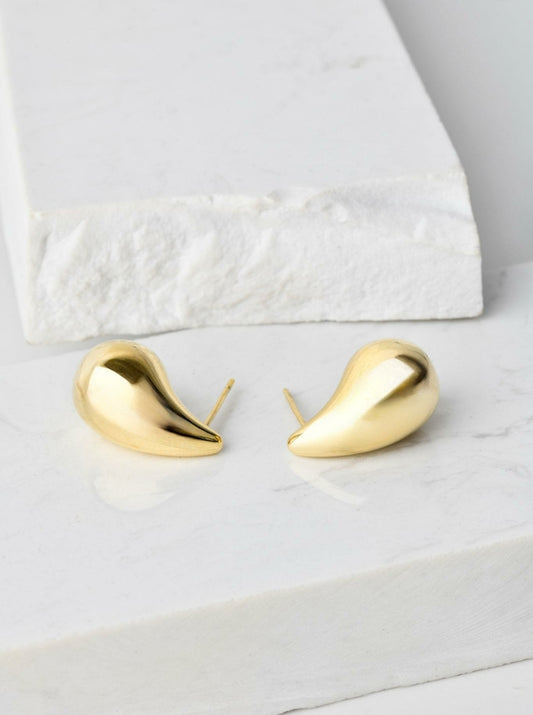 14k Gold Plated Tear Drop Earrings (2cm)