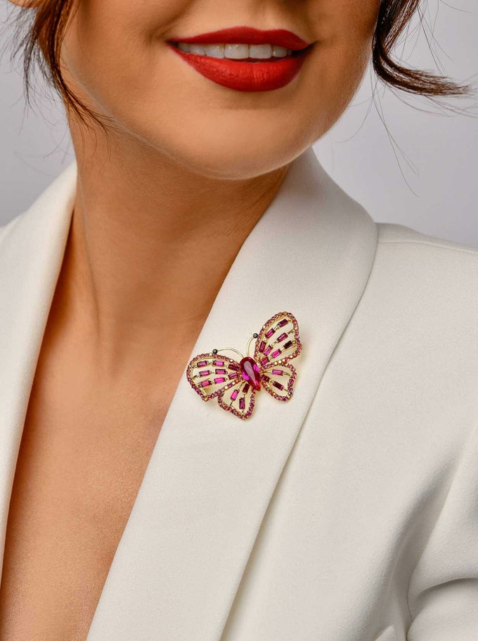 Fuchsia Butterfly Brooch