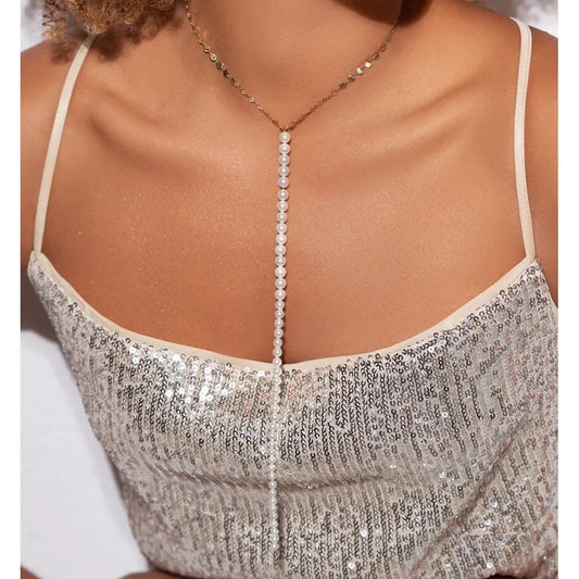 Glamour Gold and Perls Long Lariat Necklace 54