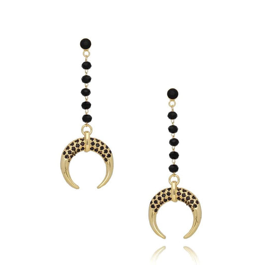 Black Crystal Moon Earrings