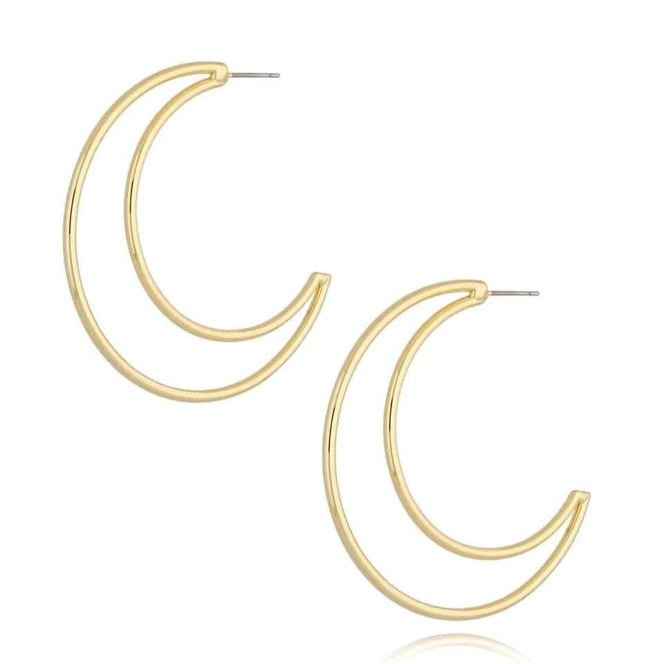 Gold Double Moon Earrings