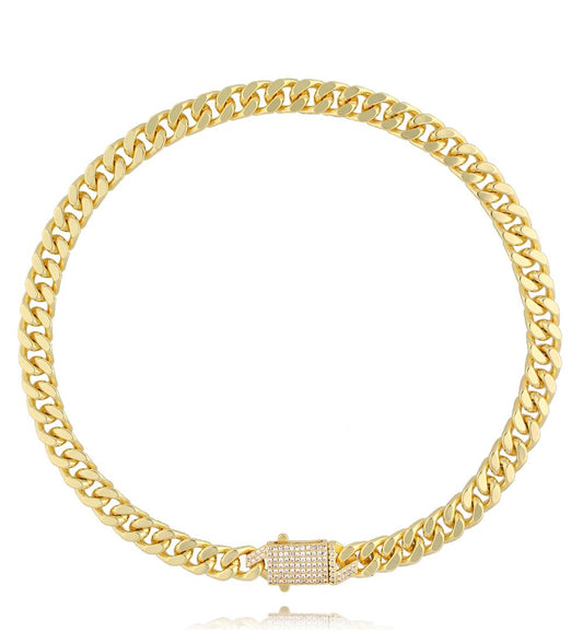 Glam Rock Zirconium Statement Chain Necklace