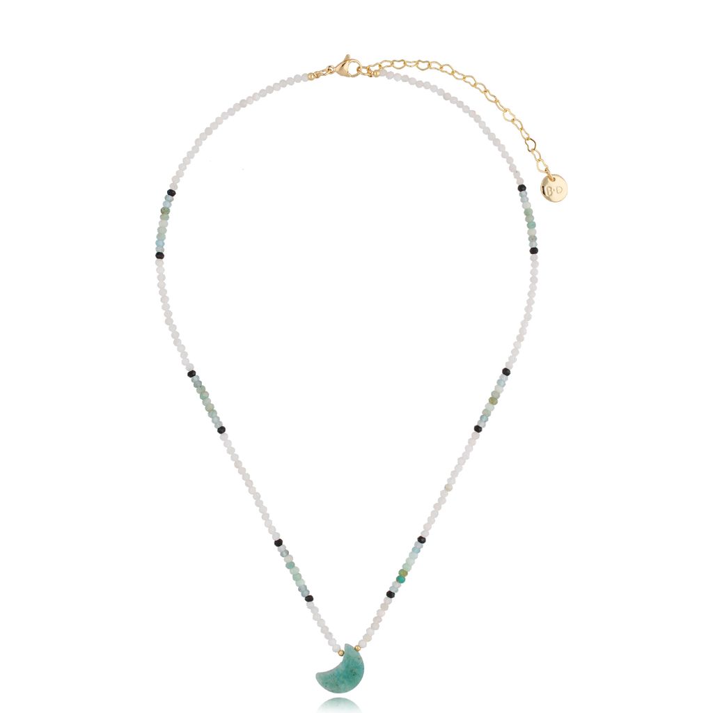 Amazonite Necklace with Moon Stone Pendant