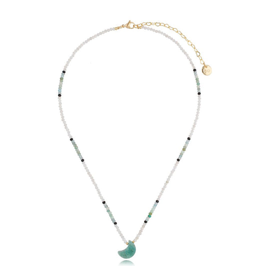 Amazonite Necklace with Moon Stone Pendant