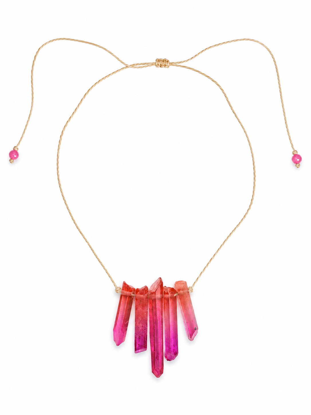 Pink and Orange Stalactite Adjustable Rope Necklace