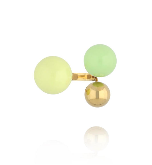Steel and Shine Enamel Lemon and Pistachio Ball Ring 1281