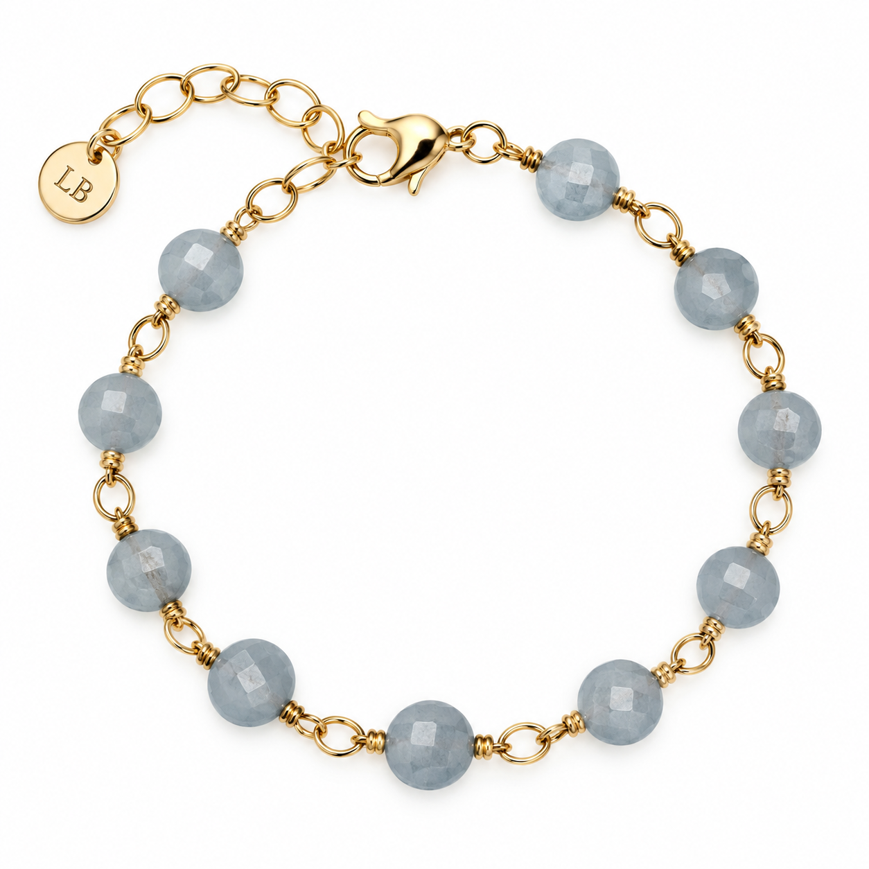 Aquamarine Stones and Chain Bracelet 0776 (cl)