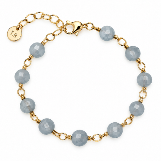 Aquamarine Stones and Chain Bracelet 0776 (cl)