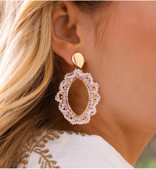 Light Pink Flower Crystal Earrings 0322