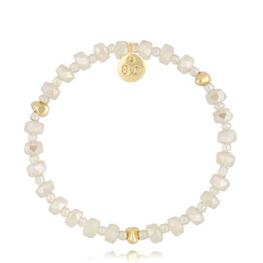 Luminous Beige Glass Crystals Bracelet 0332