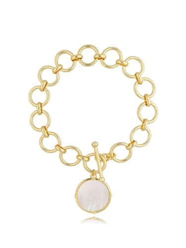 Adjustable Statement Chain Bracelet with Round Pearl Pendant
