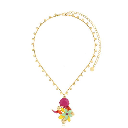 Necklace with Colorful Bird Inyoni and Flower