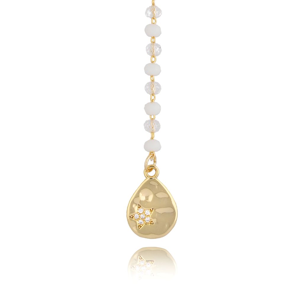 Long Double Layer Necklace Cristalli in White and Transparent Crystals