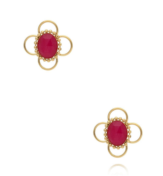 Earth Song Gold Plated Jadeite Stone Earrings 0010