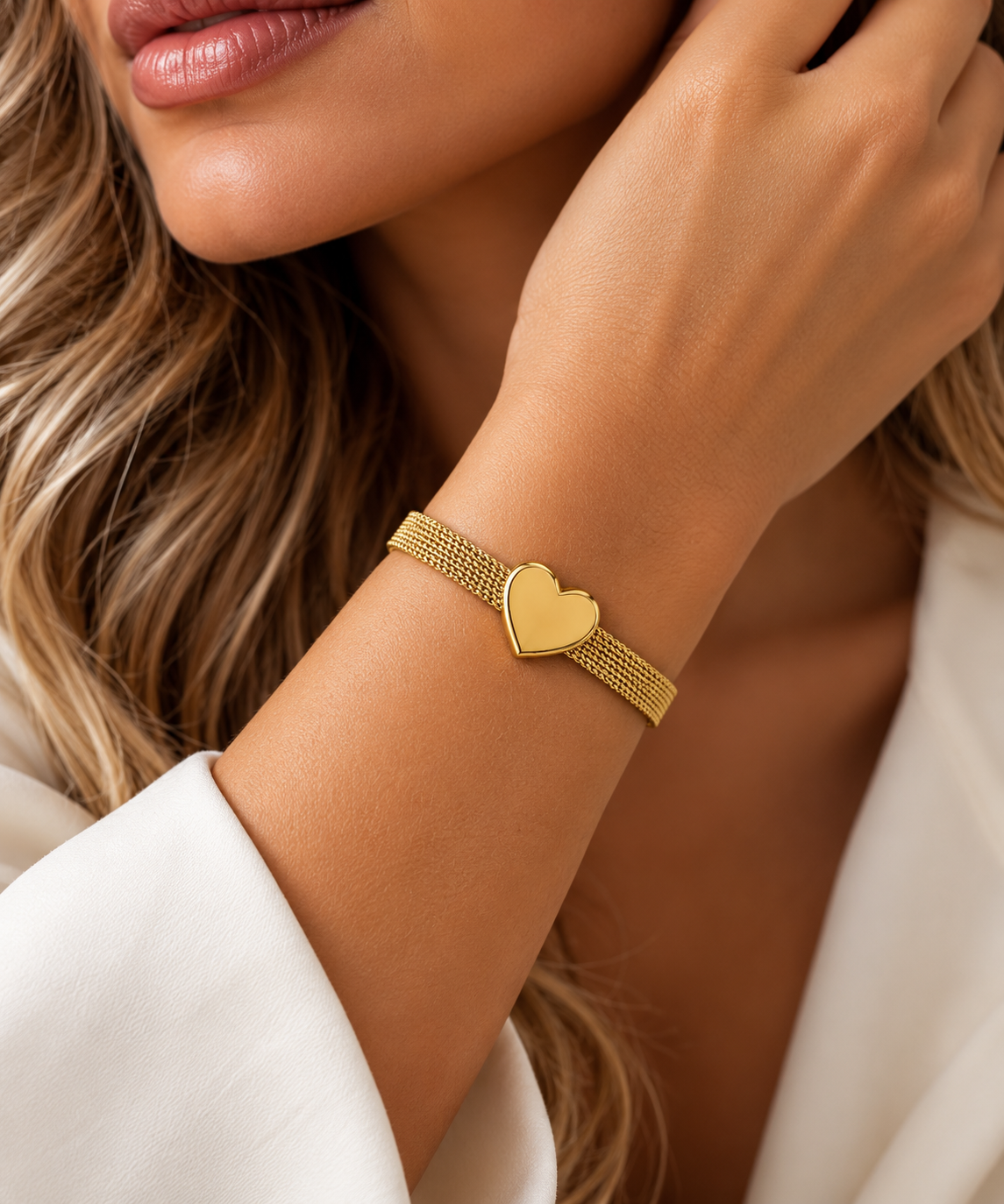 Amore Heart Mesh Bracelet – Gold