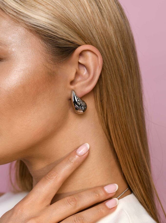 Silver Lightweight Chunky Teardrop Earrings (2,6cm)