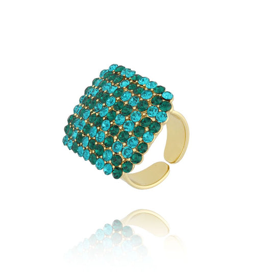 Green and Turquoise Zirconium Adjustable Ring Aelia
