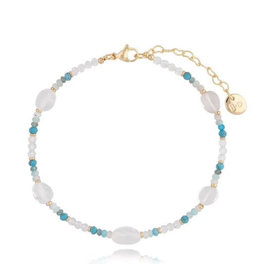 Amazonite Stones Anklet with Clear Crystals