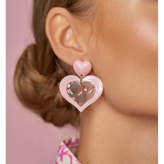 Baby Pink Heart Earrings Candy Hearts