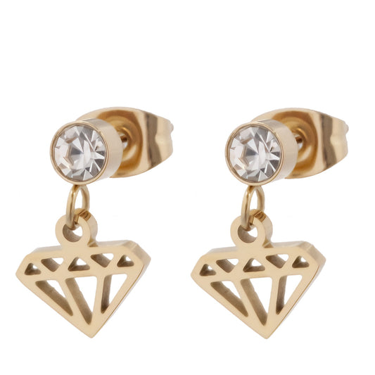 14k Gold Plated Small Diamond Earrings