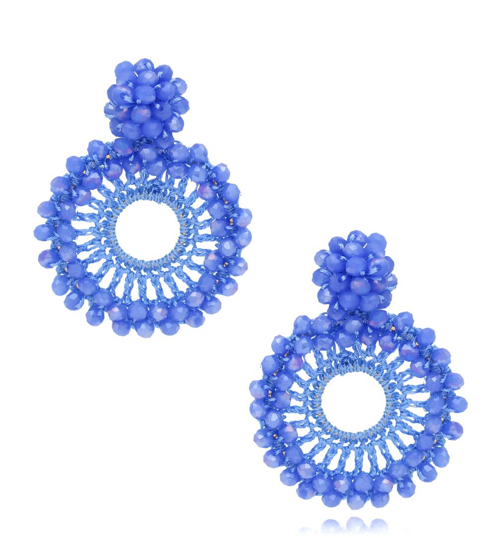 Luminous Sky Blue Glass Crystal Earrings 0026