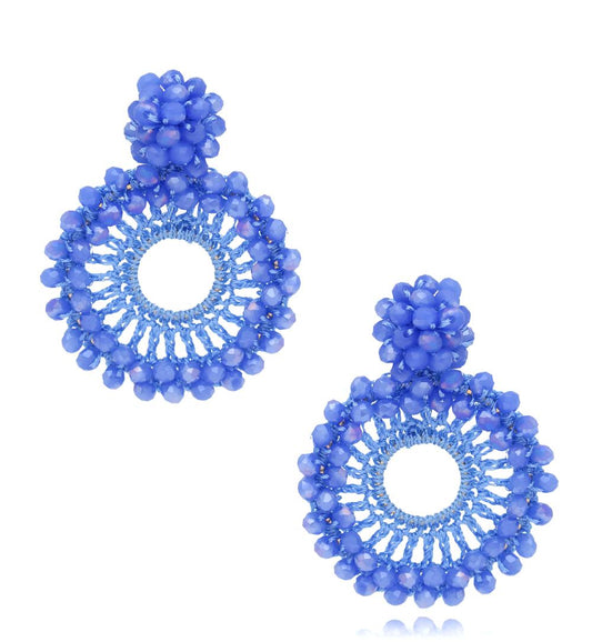 Luminous Sky Blue Glass Crystal Earrings 0026