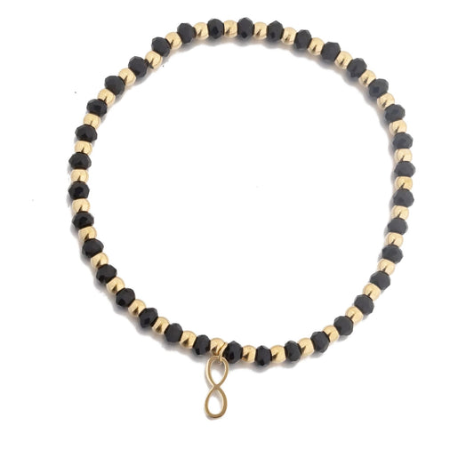 Gold Plated Bracelet with Tourmaline Stones and Infinity Pendant