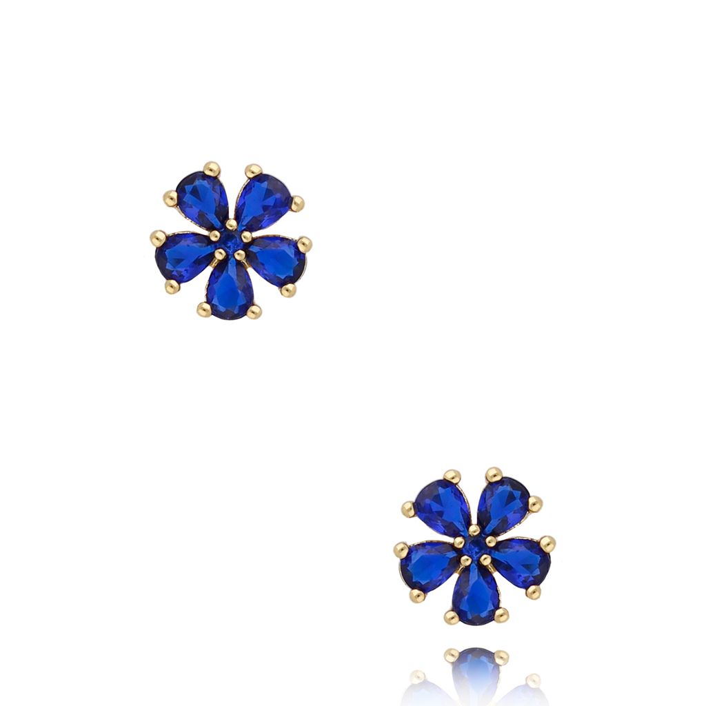 Royal Blue Crystal Flower Studs