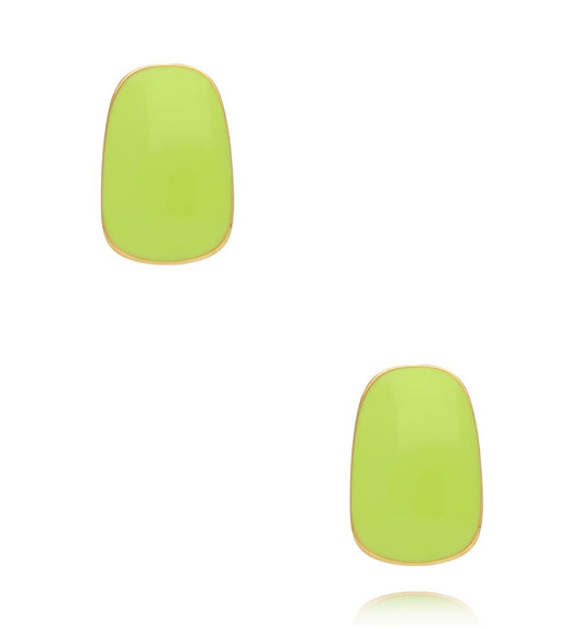 Neon Green Enamel Oval Earrings 0509