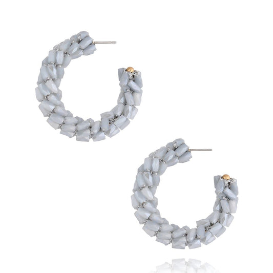 Gray Crystal Hoops Earrings Descansar