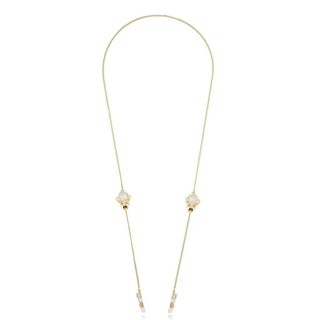 Gold Sunglasses Chain with Transparent Beetles Forest