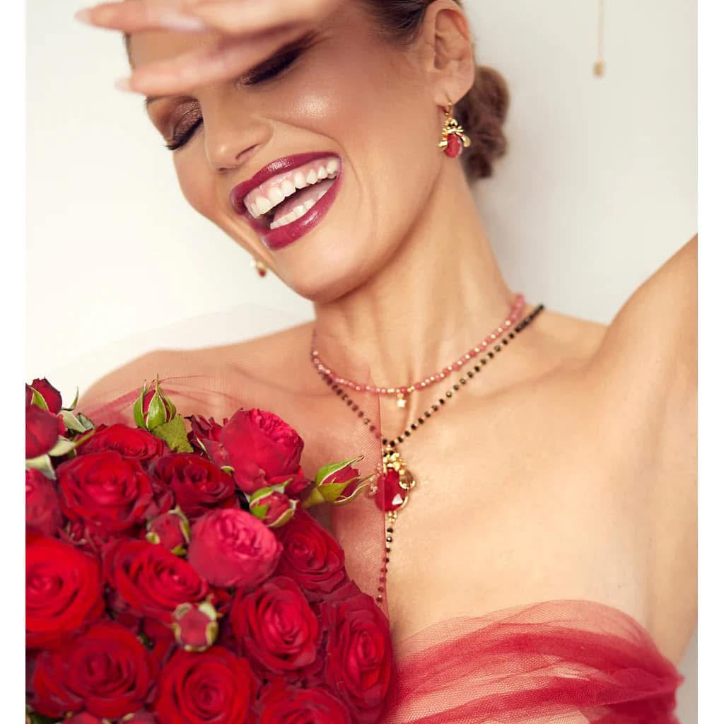 Red Beetle Small Hoop Earrings