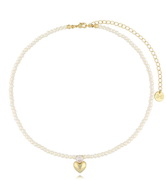 Pearl Necklace with Crystal and Heart Aurora 0223