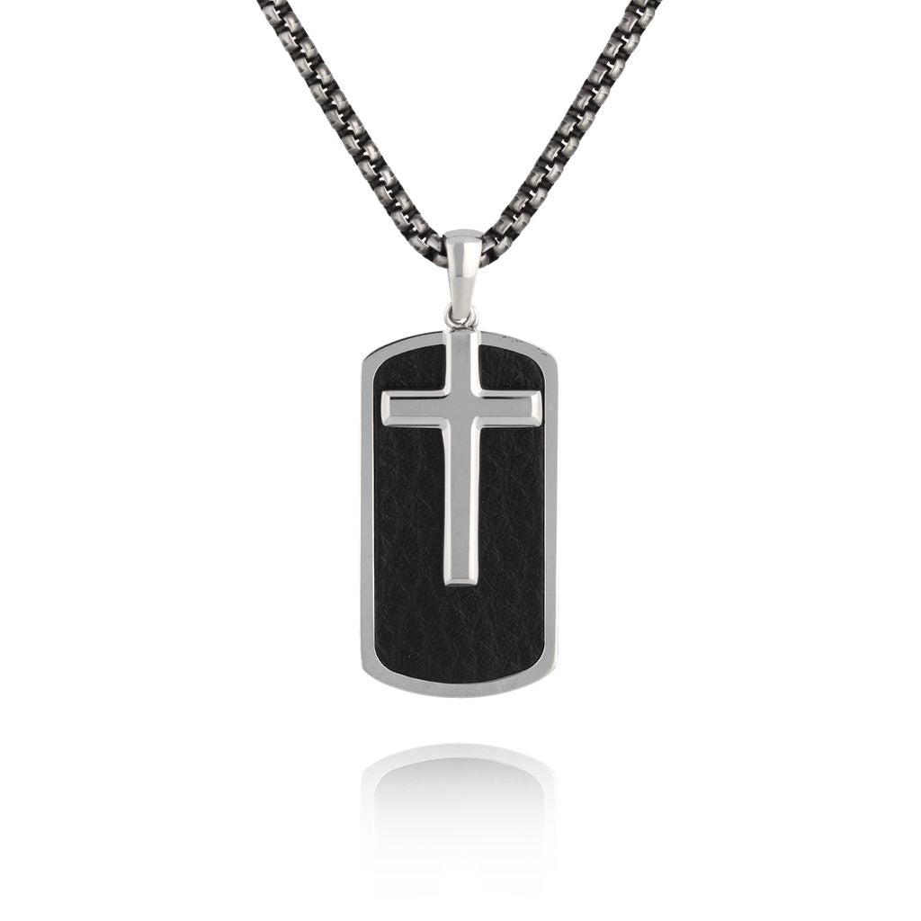 Men’s Stainless Steel Necklace with Everlasting Cross Pendant