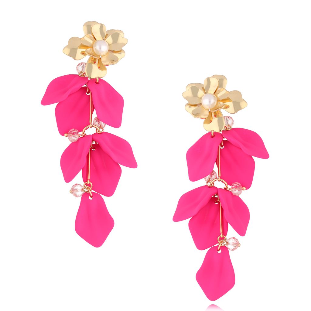 Tatui Flower Petal Earrings in Pink with Brads