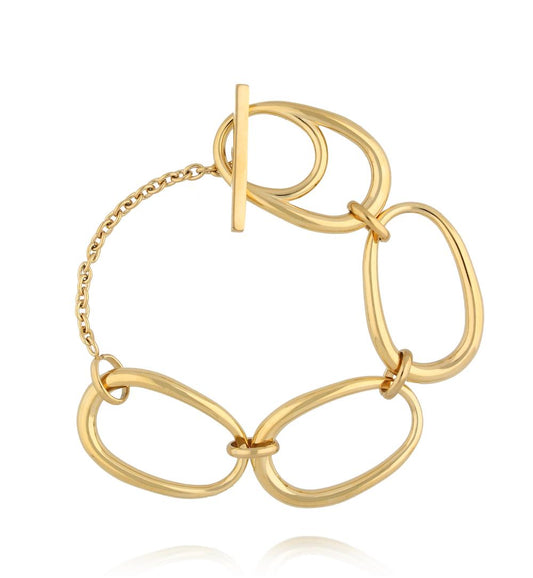 Gold Plated Simple Steel Oval Loop Chain Bracelet