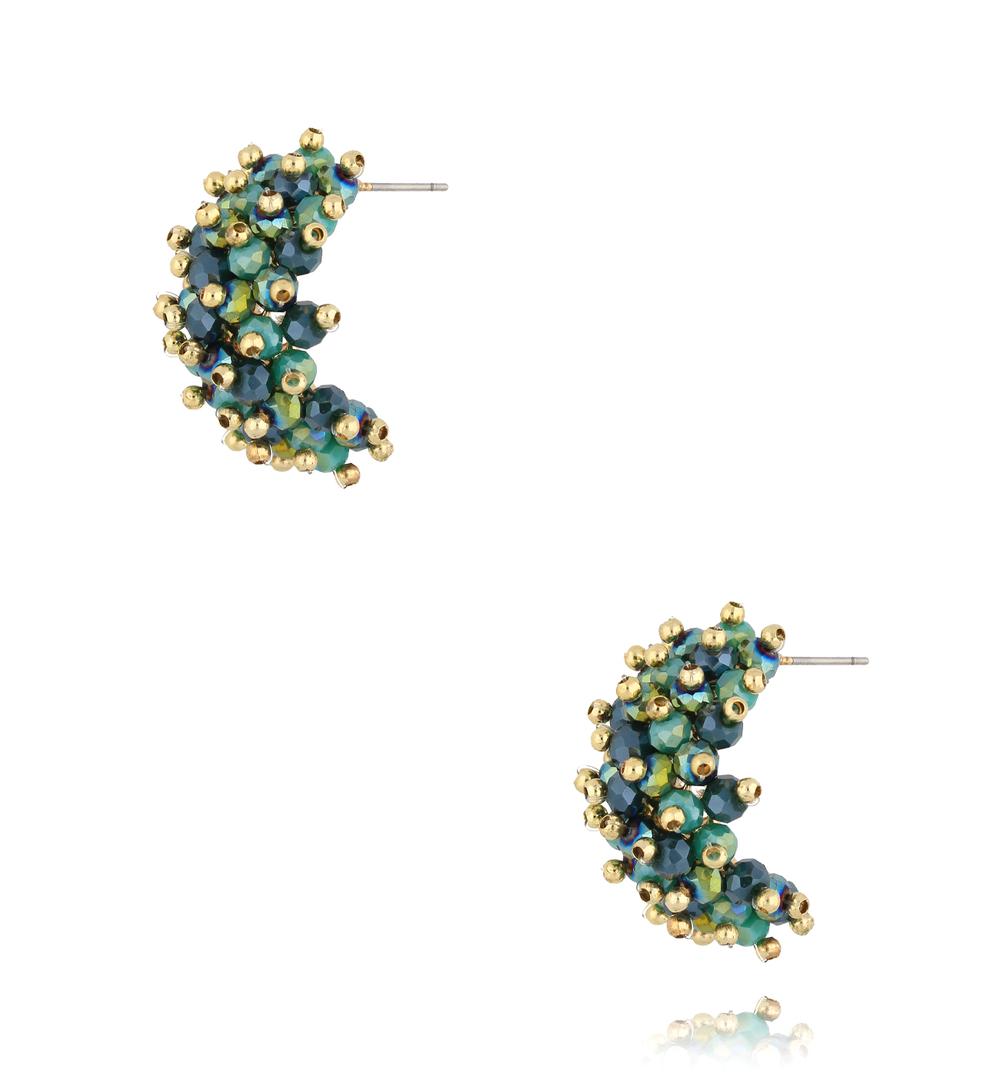 Emerald Green Faceted Glass Crystal Earrings 0155