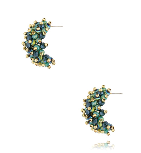 Emerald Green Faceted Glass Crystal Earrings 0155
