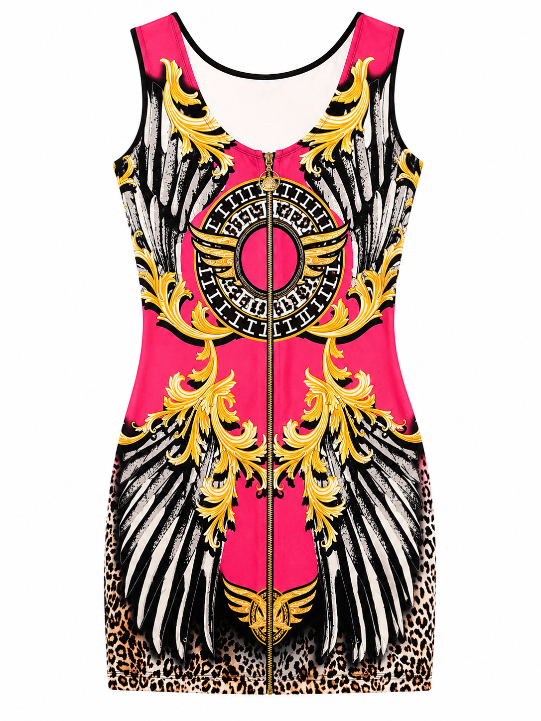 Tatu Dress with Crystals Tiger Print and Belt