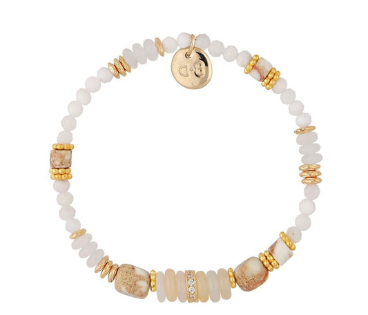 Moon and Jasper Stones Adjustable Bracelet