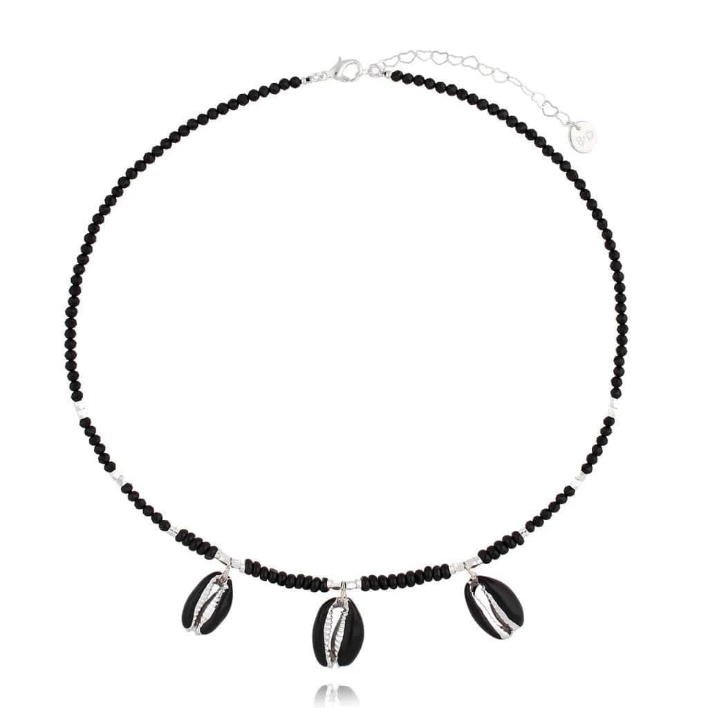 Silver and Black Shells Necklace Ocean