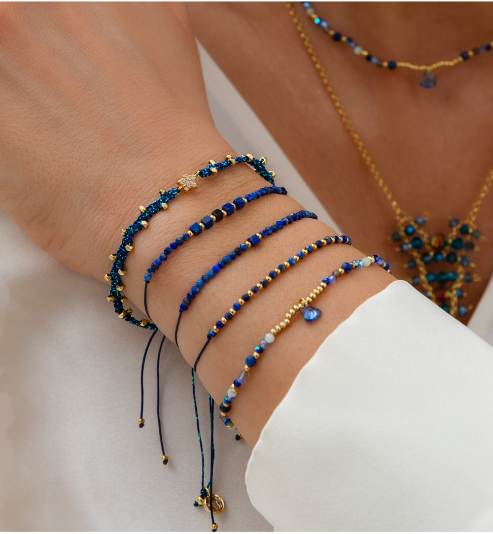 Blue Lapis Mystique Stones Bracelet Set of 3 - 0298